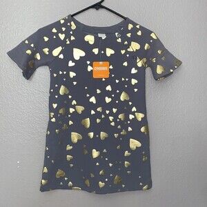 Gymboree Girl gray with gold hearts dress size 6